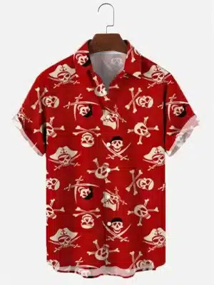 Pirate Skull Jolly Roger Logo Men’s Hawaiian Shirt