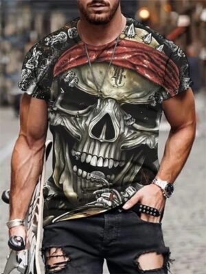 Pirate Skull Red Bandana Print Men's T-Shirt