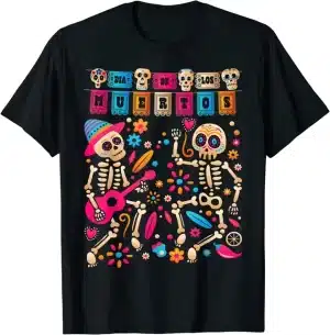 Playful Day of the Dead Skeletons Floral Men’s T-Shirt