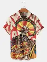 Playing Mariachi Skull Fiesta Men’s Hawaiian Shirt