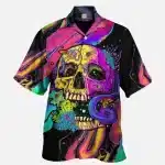 Psychedelic Cosmic Skull Drip Men’s Hawaiian Shirt