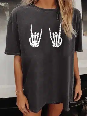 Punk Gothic Skeleton Rock Hand Women's T-Shirt