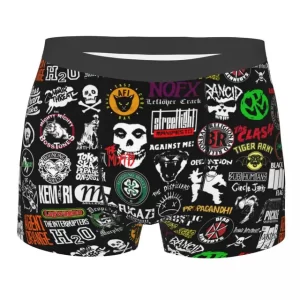 Punk Rock Iconic Bands Skull Logos Men's Boxers