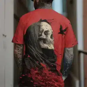 Raven's Whisper Grim Reaper Skull Red Men's T-Shirt