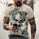 Regal Skull Crown and Roses Grunge Art Men’s T-Shirt