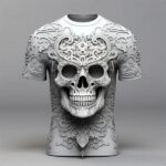 Renaissance Ornament Skull Ash White Men's T-Shirt