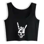 Rock On Skull Hand Logo Punk Women’s Crop Top