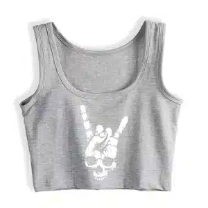 Rock On Skull Hand Logo Punk Women’s Crop Top