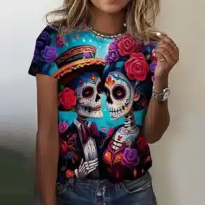 Romantic Love Sugar Skull Couple Women's T-Shirt