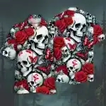 Rose Butterfly Skull Button Up Men’s Hawaiian Shirt