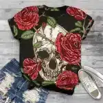 Rose Thorn Cracked Skull Gothic Women's T-Shirt