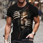 Scary Skull Ripping Clothes Horror Black Men's T-Shirt