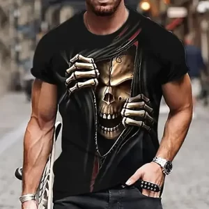 Scary Skull Ripping Clothes Horror Black Men's T-Shirt