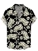 Scattered Skull Crossbones Gothic Men’s Hawaiian Shirt