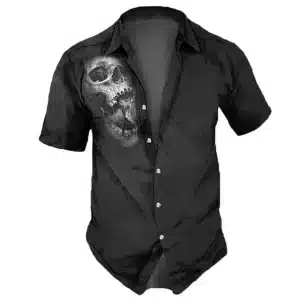 Screaming Skull Art Horror Men’s Hawaiian Shirt