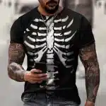 Silver Streak Full Rib Cage Skeleton Black Men’s T-Shirt