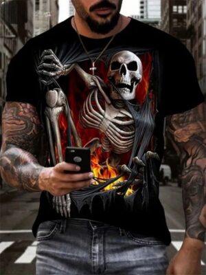 Skeleton Climbing From Hell Horror Men's T-Shirt