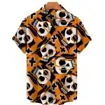 Skeleton Cross Graffiti Button Up Men’s Hawaiian Shirt