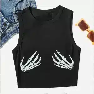 Skeleton Hand Print Punk Women’s Crop Top