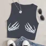 Skeleton Hand Print Punk Women’s Crop Top