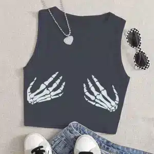 Skeleton Hand Print Punk Women’s Crop Top