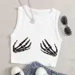Skeleton Hand Print Punk Women’s Crop Top