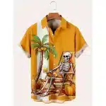 Skeleton Relaxing Button Up Men’s Hawaiian Shirt