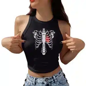 Skeleton Ribcage Heart Punk Women’s Crop Top