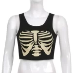 Skeleton Ribcage Print Sleeveless Women’s Crop Top