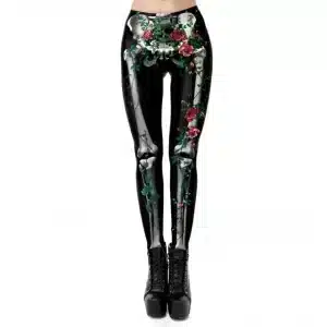 Skeleton Rose Vine Exercise Women's Leggings