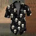 Skull Cross Drip Button Up Men’s Hawaiian Shirt