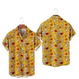 Skull Crossbones Hearts Men’s Hawaiian Shirt