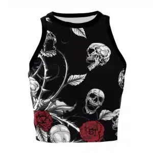 Skull and Rose Gothic Sleeveless Women’s Crop Top