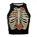 Spooky Pumpkin Ribcage Skeleton Women’s Crop Top