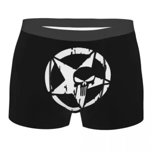 Star Shield The Punisher Skull Black Male Boxers