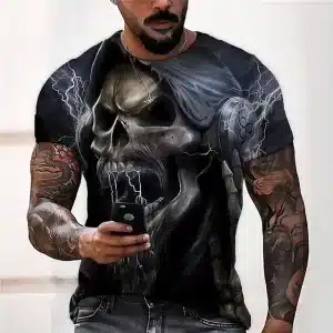 Storm Grim Reaper Lightning Skull Badass Men’s T-Shirt