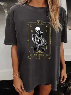 The Lovers Tarot Card Skeleton Couple Women's T-Shirt