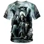 Throne of Bones Skeleton Reaper Horror Men’s T-Shirt