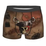 Treasure Map Pirate Skull Print Men's Boxer Briefs