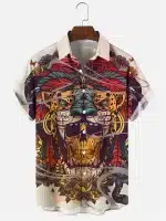 Tribal Chief Jaguar Skull Totem Men’s Hawaiian Shirt