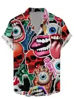 Trippy Skull Eye Street Pop Art Men’s Hawaiian Shirt