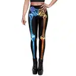 Two-Tone Neon Skeleton Print Women's Leggings