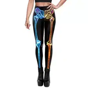 Two-Tone Neon Skeleton Print Women's Leggings