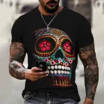 Vibrant Day of the Dead Floral Sugar Skull Men’s T-Shirt