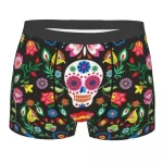 Vibrant Floral Sugar Skull Festive Men’s Underwear