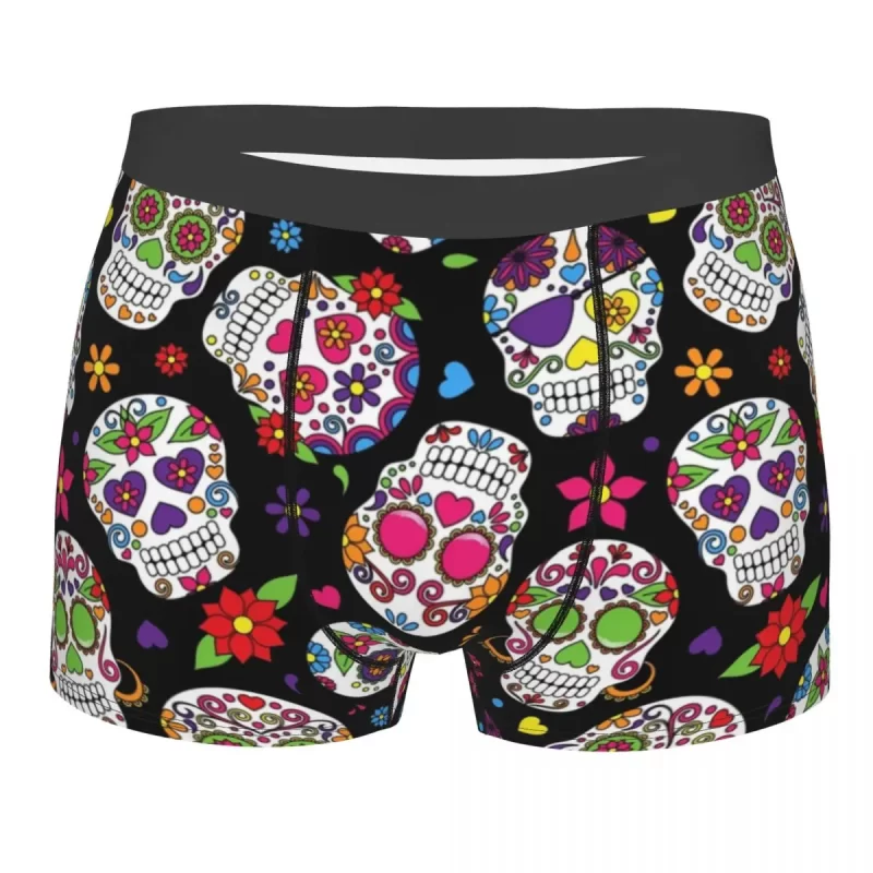 Vibrant Sugar Skulls Day of the Dead Men's Boxers