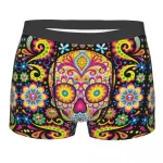 Vibrant Sugar Skulls Floral Folk Art Men’s Underwear