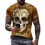 Vintage Golden Palette Ornate Sugar Skull Men’s T-Shirt