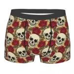 Vintage Golden Skull Floral Red Roses Men’s Underwear