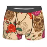 Vintage Old Skull Floral Rose Thorns Men's Boxer Briefs